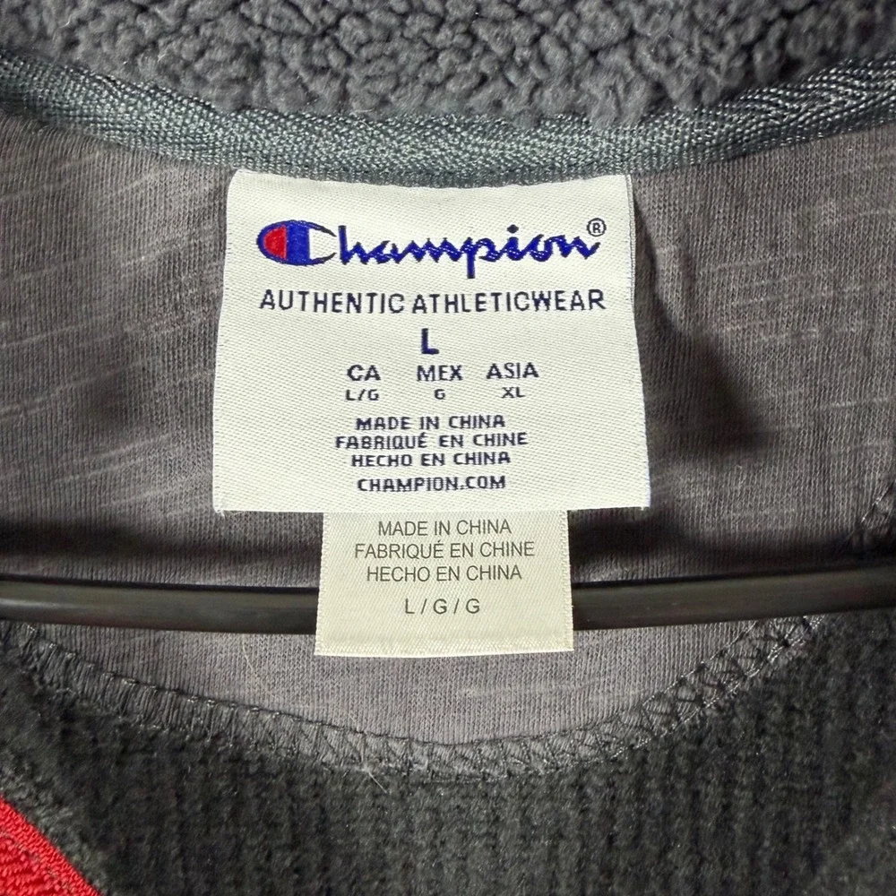 Champion Alabama Crimson Tide Mens L Gray Ribbed Quarter Zip Pullover Sweater